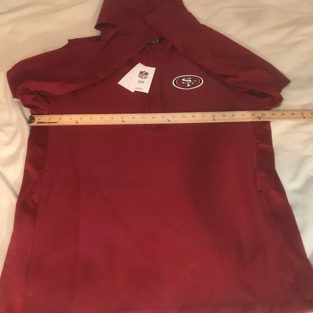 Nike NFL San Francisco 49ers Team Issued PE 1/2 Zip Anorak Jacket Red New